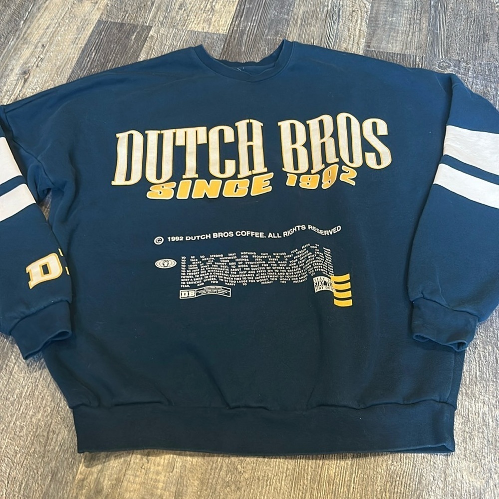 ✌️Rare Dutch Bros Navy w/Gold Oversized Crewneck